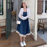 新品流苏不规则牛仔吊带裙套装397-吊带裙P125-K178整套P155-K218，女装连衣裙，菡迪欧娜