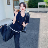 休闲风少女风时尚套装裤子气质连体显瘦夏季西装上衣显瘦气质高腰，女装套装/套裙，2C075