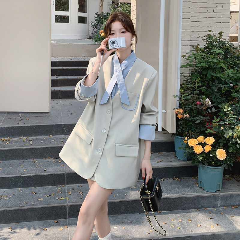 新品现货假两件西装外套+半身裙两件套套装6066-P195-K278,女装套装/套裙,菡迪欧娜
