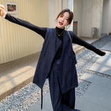 又a又飒牛仔马甲套装女2025春季新款慵懒松弛感休闲阔腿裤两件套，女装套装/套裙，菡迪欧娜