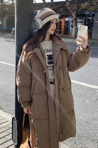 新品 美拉德色针织翻领羽绒服90绒 2C075-296-P345-K488图片