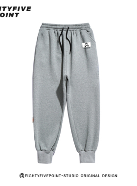 八五BASIC基本款黑灰绿色宽松男束脚长裤百搭休闲春装潮流卫裤男