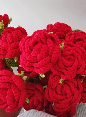 母亲节毕业教师节成品手工编织钩织牡丹玫瑰花永生花教师节手织花