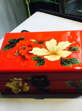 冲钻漆器*扬州漆器*厂家直销*漆器首饰盒*红山芙蓉
