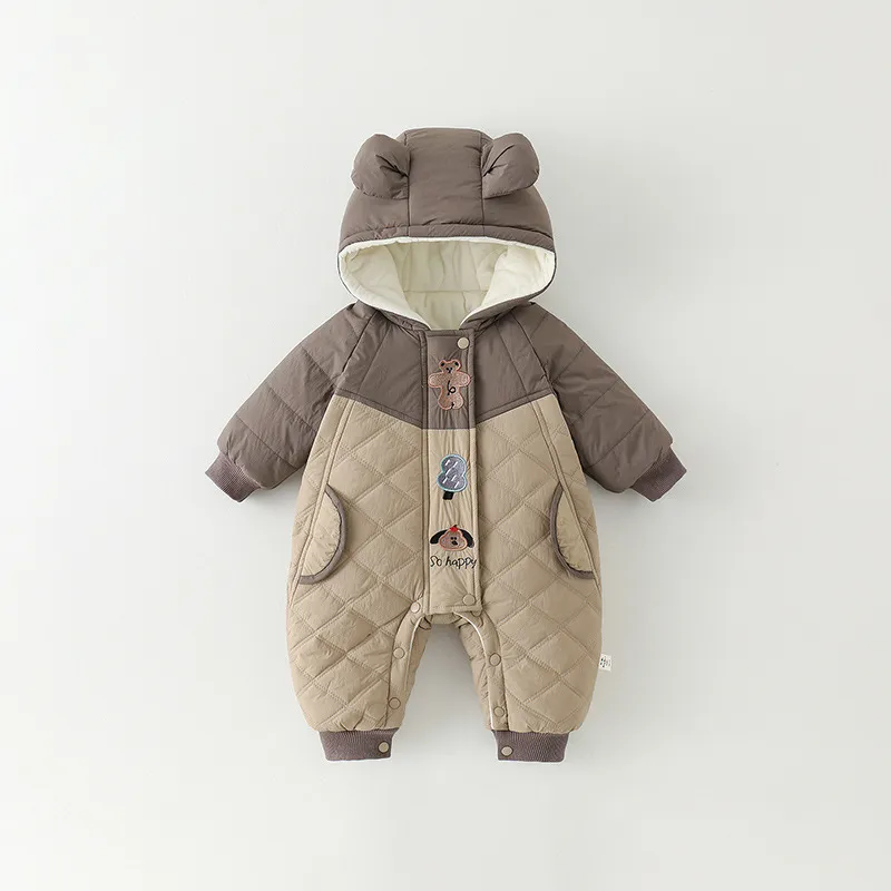初生婴儿衣服冬季新生小月龄宝宝超萌可爱棉衣外穿长袖连体衣棉袄