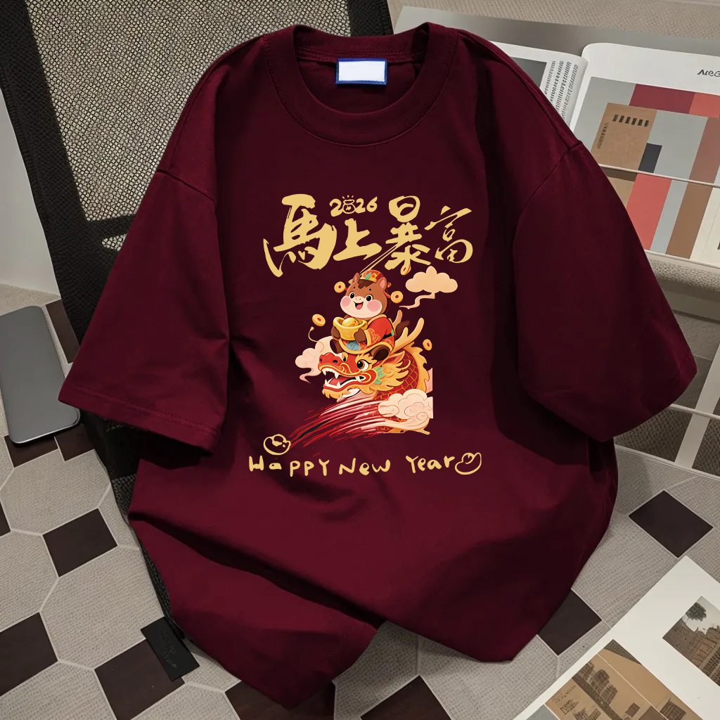 重磅ins休闲宽松仿刺绣小马印花纯棉短袖T恤男女夏季高街潮牌上衣