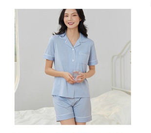 夏季宽松莫代尔棉休闲家居服短衣短裤两件套柔软舒适男女睡衣套装