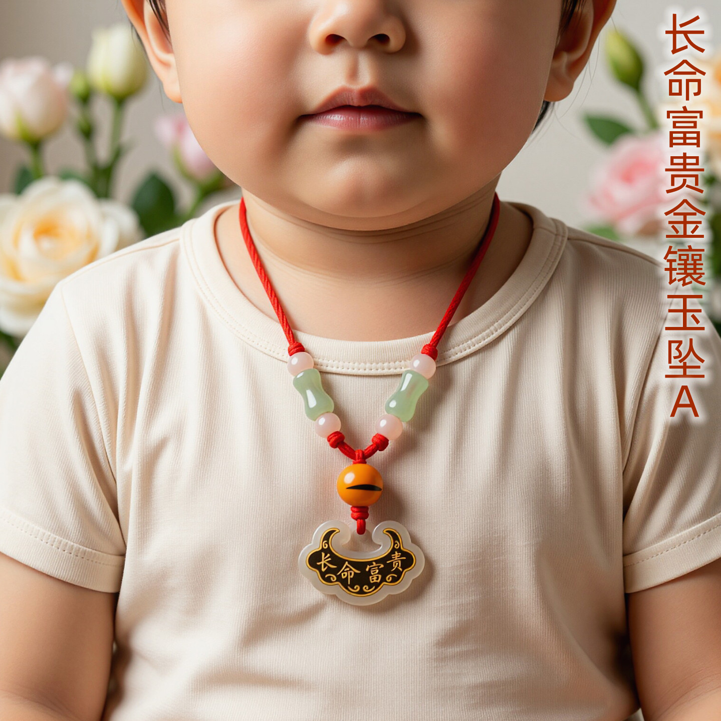 吉祥童子宝宝出生礼物定做胎毛挂坠婴幼儿纪念品富贵金镶玉坠2026