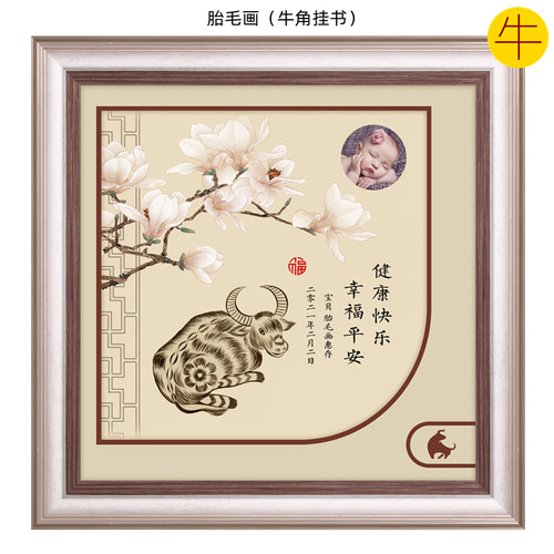 吉祥童子蛇宝宝出生纪念品胎毛画