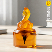 吉祥童子宝宝出生礼物定制胎毛章脐带章婴幼儿纪念品黄色圆蛇2025