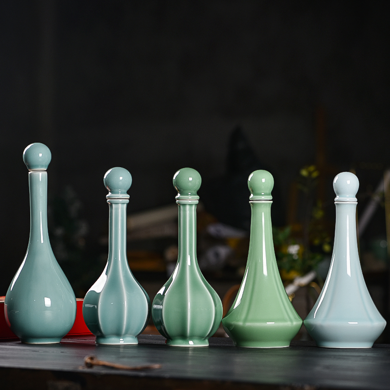 陶瓷酒瓶空瓶1斤装高端白酒瓶空瓶子青瓷家用密封壶一斤定制logo