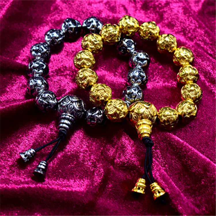 霸气男士钛钢六字真言手链男士手串经文手饰品礼物