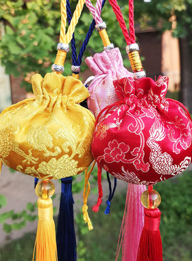 圆形古风随身龙纹香包香囊空袋 端午车载挂件艾叶薰衣草荷包香袋