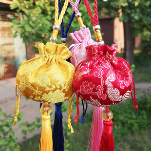 圆形古风随身龙纹香包香囊空袋 端午车载挂件艾叶薰衣草荷包香袋