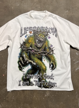 LIFEGOESON 26$$ Thorny TurfF**ker荆棘草皮野人喷绘短袖T恤