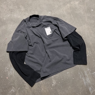 LIFEGOESON 26ss Dirty Wash Mock T-Shirt 洗水做旧假两件体恤