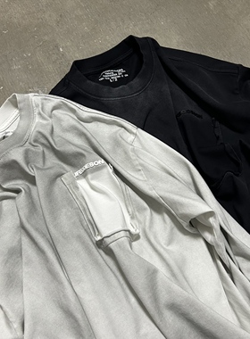 LIFEGOESON 25AW T-Shirt with a Distressed Pocket 擦脏破口袋