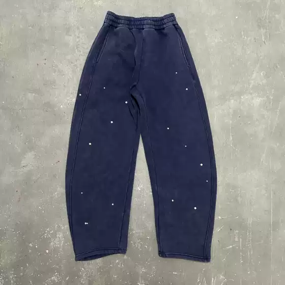 Lifegoeson 25Aw Hand-Sewn Pearl Sweatpants Pearl Batik Fleece-Lined Sweatpants Blue