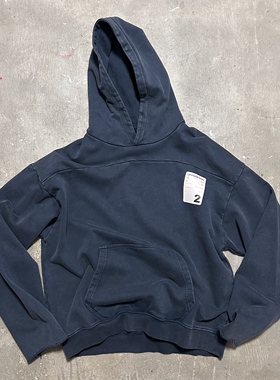LIFEGOESON 25AW Panelled Hoodie 洗水拼接散边连帽卫衣 藏蓝色