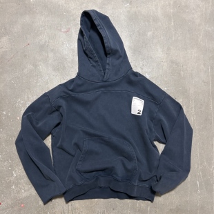 LIFEGOESON 25AW Panelled Hoodie 洗水拼接散边连帽卫衣 藏蓝色