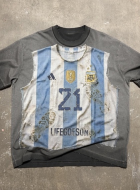 LIFEGOESON 26$$ Player No. 10 真实球服印花渐变洗水短袖T恤TEE