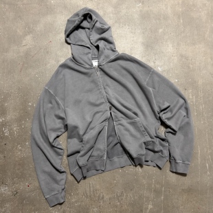Zip hoodie洗水做旧连帽双头拉链卫衣 Gray LIFEGOESON26$$