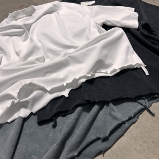 26$$ 型短袖 Damage 破坏下摆洗水短宽版 T恤 effect LIFEGOESON