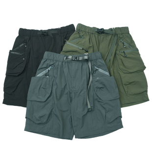 轻薄舒适腰带中裤 机能防泼水 短裤 复古做旧水洗多袋工装 2260 日式