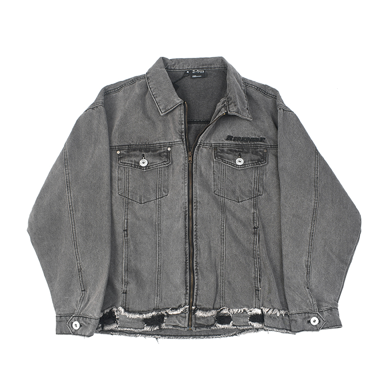 美式复古做旧水洗牛仔夹克