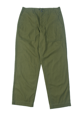 细帆布 美式复古做旧水洗工装裤 日常休闲基础宽松军绿色长裤6044