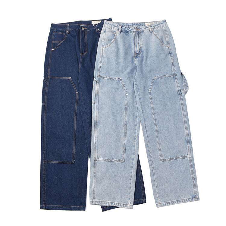 经典双膝 高街复古做旧水洗多袋工装裤 两色休闲宽松筏木牛仔裤 3,男装,牛仔裤,淘宝优惠券,粉丝福利购,淘宝优惠卷