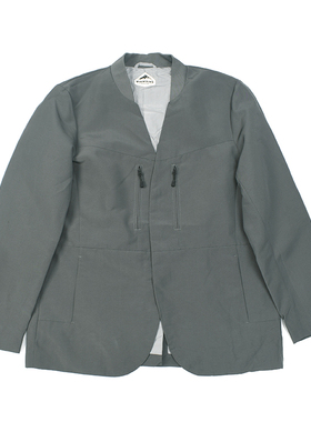 机能便西 美式休闲拉链口袋灰色西服 休闲宽松长袖单西外套潮1810