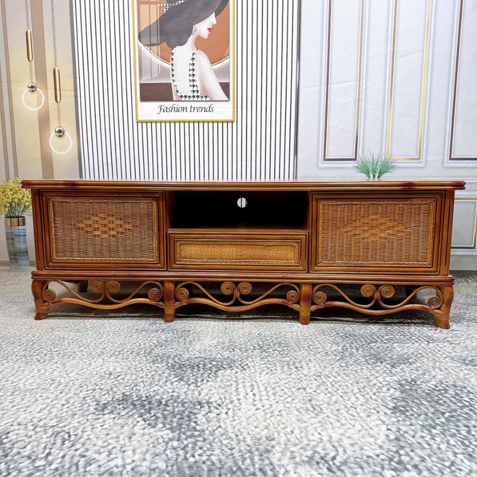 电视柜印尼玛瑙真藤材质家用