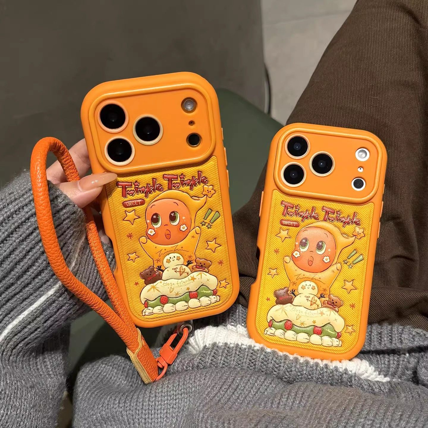 宁宁 可爱橙色卡通小厨师星星人挂绳女iPhone17Promax MobileCase,收纳整理,手机收纳盒,淘宝优惠券,粉丝福利购,淘宝优惠卷