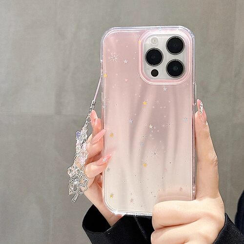 宁宁 日韩ins少女粉色星星四叶草链条女款iPhone16Pro MobileCase
