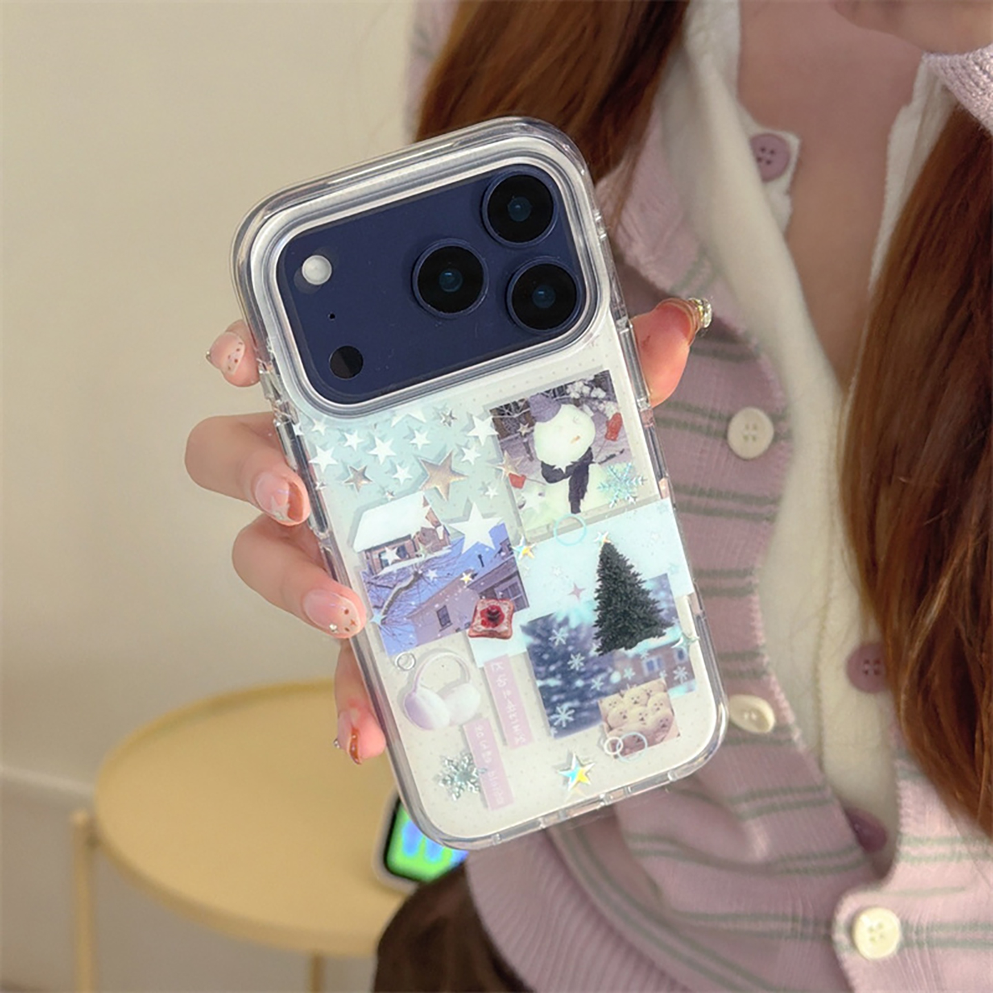 宁宁 冬日氛围感手账拼贴圣诞树雪人双层女iPhone17ProMobileCase