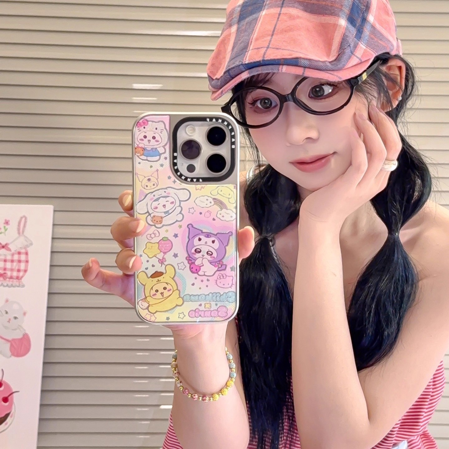 宁宁 个性鎏金吉伊卡哇三丽鸥可爱卡通女iPhone16Pro Mobile Case