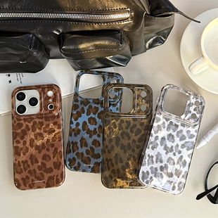 宁宁 秋冬复古高级感豹纹双层光面手感女iPhone17Pro Mobile Case