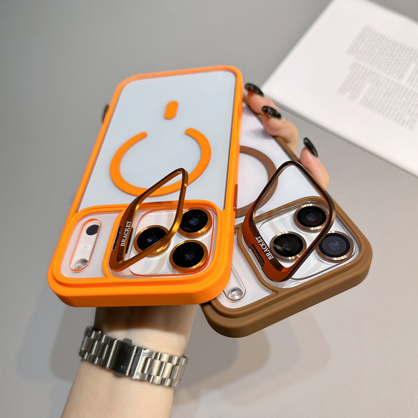 高级简约镜头支架磁吸带镜头膜透明适用iPhone17Promax手机壳苹果16ProPC硬15promax防摔14pro保护套13男女12