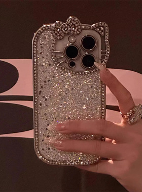 宁宁  奢华闪粉KT猫镜头个性时尚女款iPhone16Promax Mobile Case