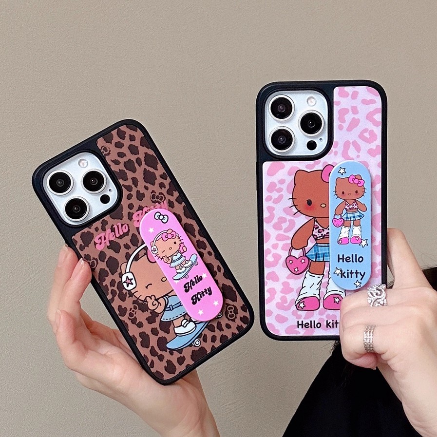 宁宁 个性创意穿搭豹纹猫咪创口贴支架女iPhone16Pro Mobile Case