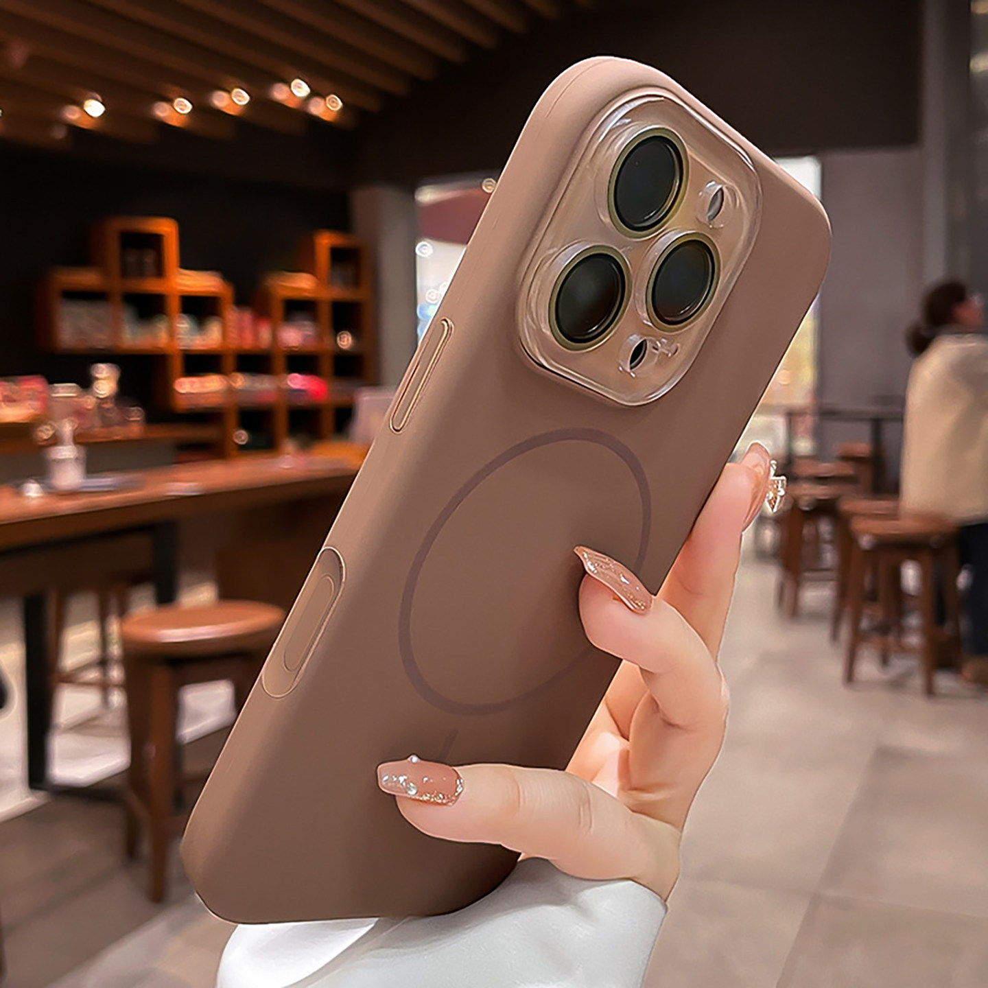 宁宁 高级液态硅胶水晶镜头磁吸带AI按键女iPhone17ProMobileCase