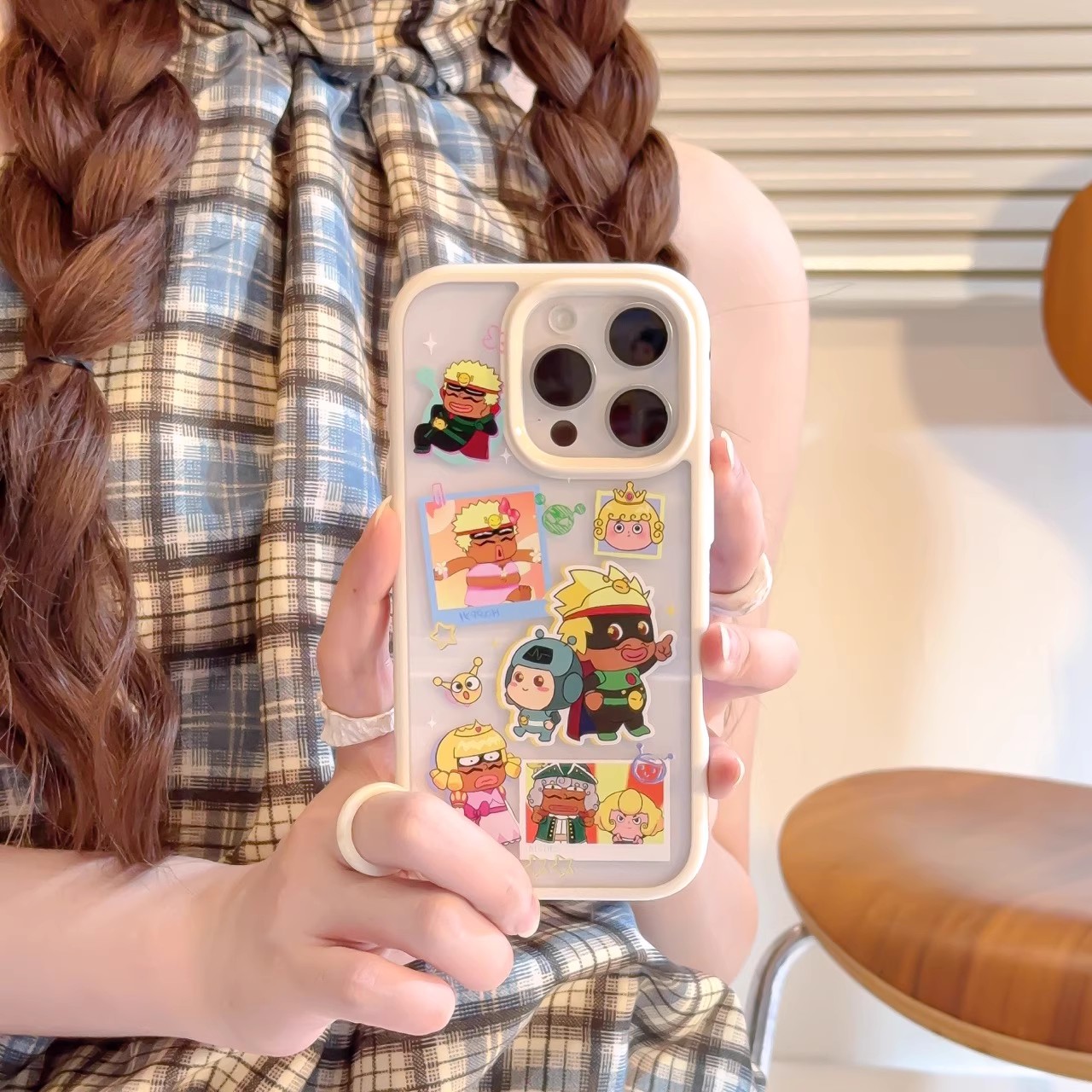宁宁 趣味大大怪和小小怪可爱卡通透明女iPhone16Pro Mobile Case