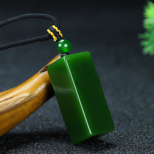 和田碧玉小印章挂件新疆玉私人书法篆刻印鉴吊坠碧玉平安方柱玉佩