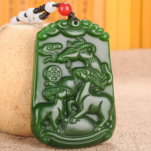 和田玉三羊开泰挂件碧玉羊羊如意玉牌玉石生肖羊吊坠玉佩平安牌