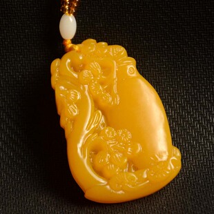 和田玉梅花花瓶吊坠黄龙玉平平安安花瓶挂件项链黄玉竹报平安玉牌