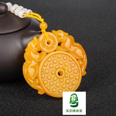 黄龙玉貔貅平安扣吊坠男女款仿古双兽牌子挂件和田玉仿古玉牌项链