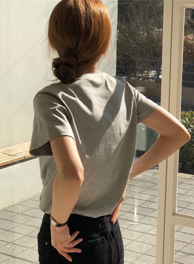 人手几件！春夏新款短袖韩东大门oun*e基础多色舒适圆领打底T恤女
