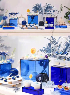 甜品台展示架亚克力冷餐会蓝色