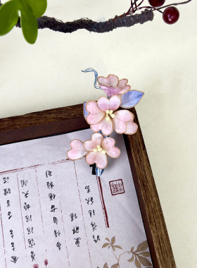 非遗绒花新中式古风发梳温婉气质日常简约旗袍搭配汉服发饰端庄